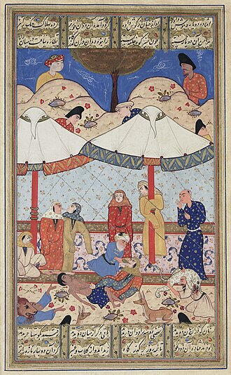 Persian miniature of Layla and Majnun